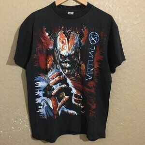 Iron Maiden Virtual X1 tour T-Shirt Large Faded Black All Over Print AOP Eddie